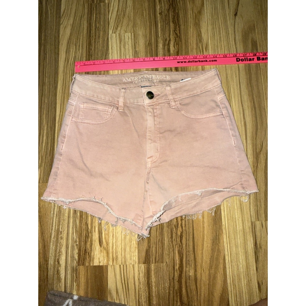 American Eagle Women's Sz 6 Pink Hi Rise Shortie Jean Shorts Denim